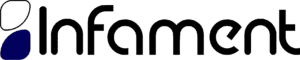 Infament logo with modern design and vibrant blue color.